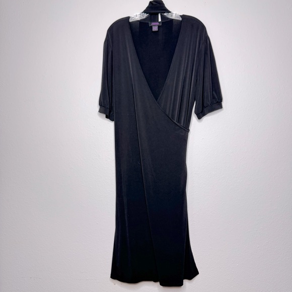 Suzanne Somers Black‎ True Wrap Dress Womens Size 1XL Stretchy Belted - Picture 1 of 6